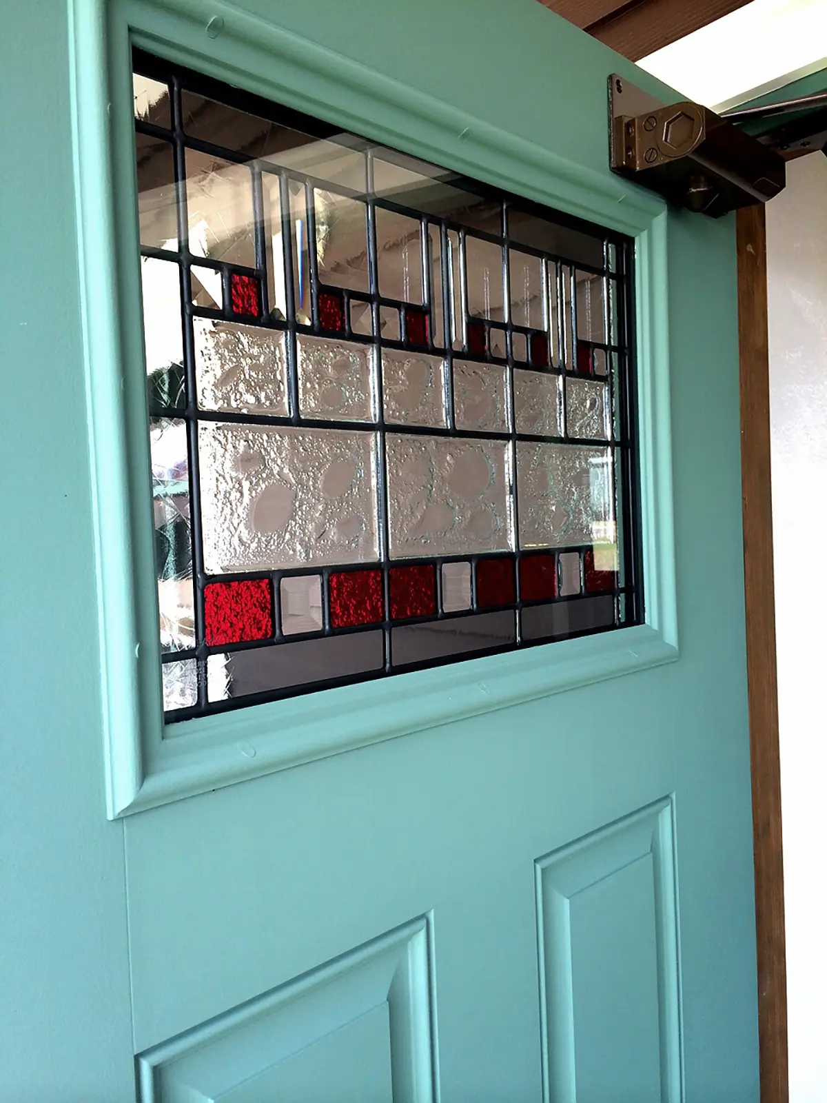 茨城県土浦市OAKSTYLE（オークスタイル）のアメリカンガレージスタイル住宅のステンドグラス・ドア